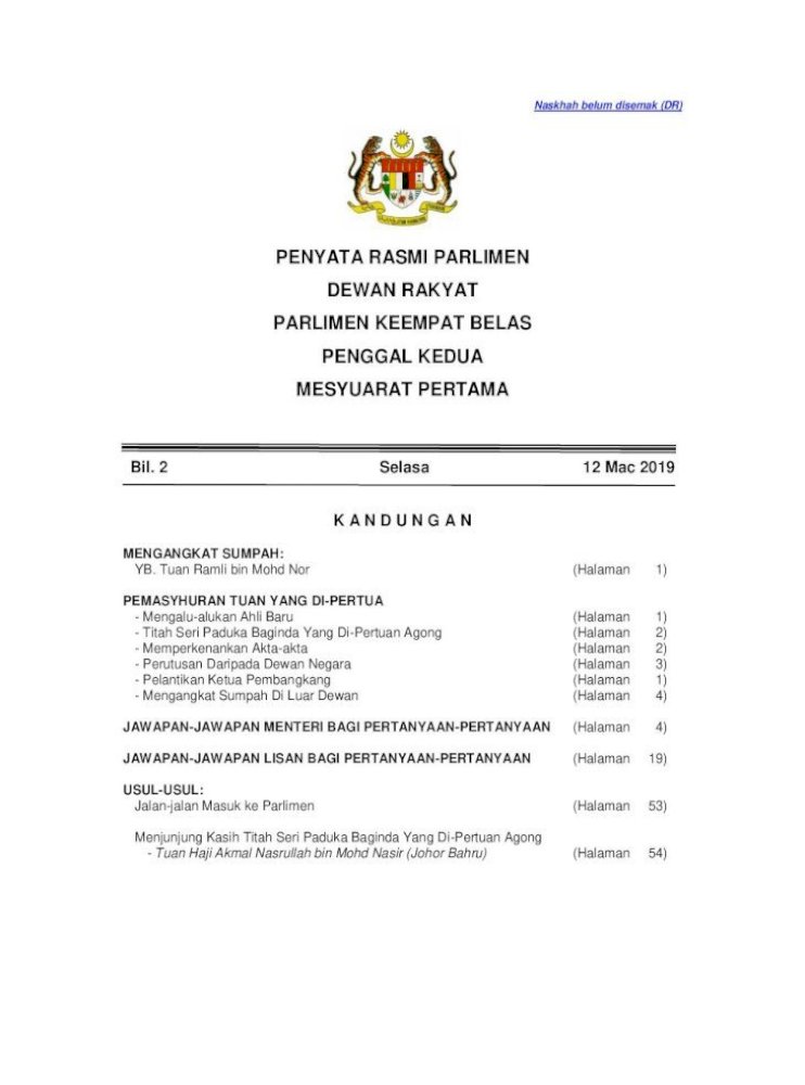 Contoh Surat Dewan Negara Malaysia