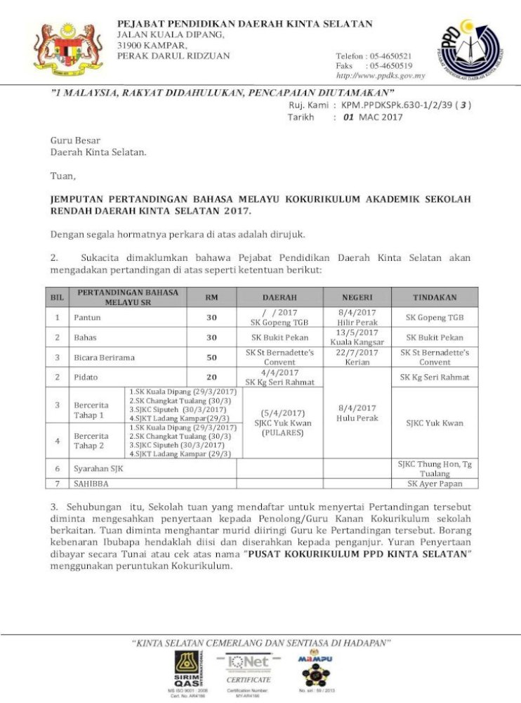 Pejabat Pendidikan Daerah Kinta Selatan Jalan Kuala 1 Pantun 30 2017 Sk Gopeng Tgb 8 4 2017 Pdf Document